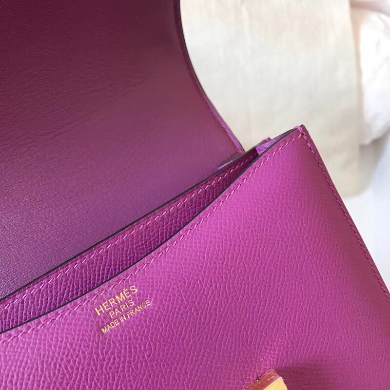 Hermes Constance 24cm Shoulder Bag In Anemone Epsom Leather